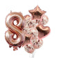 Pop The Party Nylon 8Th Number Balloon With 8 Digit Balloon For Including Star, Heart And Confetti Balloons,Multicolor, 14 Pcs