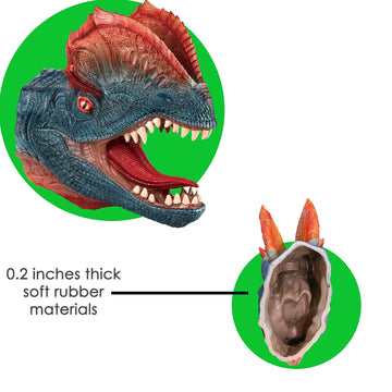 Gemini&Genius Dinosaur Toys Dilophosaurus Hand Puppets Halloween Scary Toys Soft Rubber Role Play Animal Head Puppets, Toy Gifts