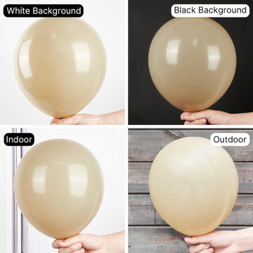 Partywoo White Sand Balloons, 50 Pcs 12 Inch Latte Brown Balloons, Boho Brown Balloons For Balloon Garland Balloon Arch As Party Decorations,Neutral Birthday Decorations, Brown-F56