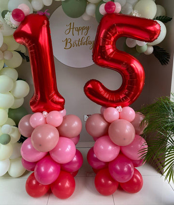40 Inch Red 15 Number Balloons Giant 15 Or 51 Balloons Red Birthday 15 Balloons 15Th Birthday Anniversary Party Decorations Supp