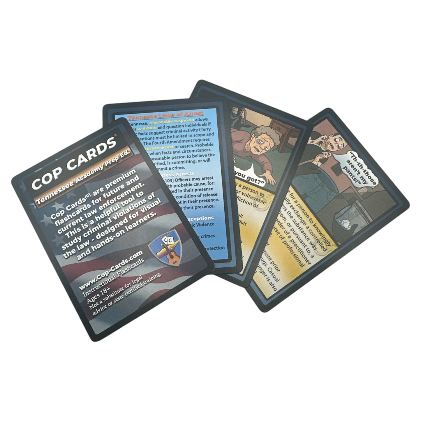 Cop Cards Premium Flashcards for Law Enforcement - Tennessee Academy Prep Edition - Multi Color - Cardboard Material