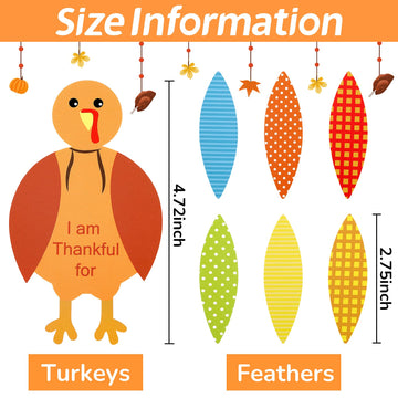 Gejoy 56 Pieces Thanksgiving Turkey Craft Kits Diy Turkey Thanksgiving Party School Activities Decoration Supplies, Makes Up To 8 Turkeys (Orange Series)