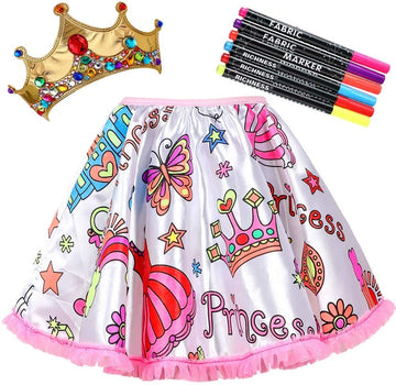 Richness Color Your Own Dress Princess Dress Up Skirt With Fabric Markers & Self-Adhesive Jewels Diy Party Crafts For Girls Age