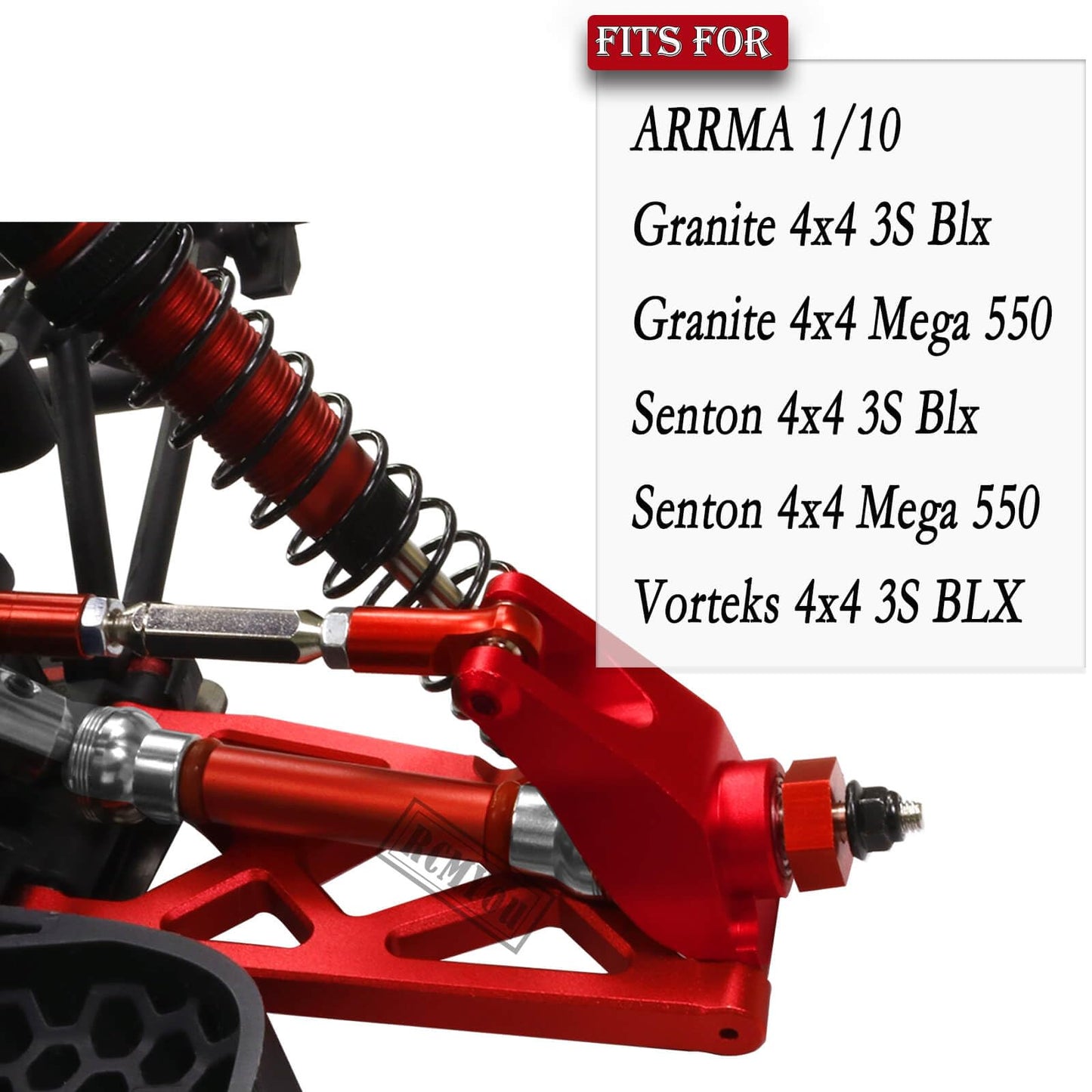 RCMYou Upgrades Part for 1/10 ARRMA Vorteks/Granite/Senton 4x4 3S Blx & Mega 550,Front Rear Drive Shaft,Front Rear Suspension Ar