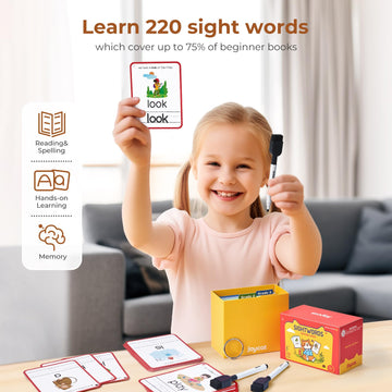 Joycat Sight Words Kids Writing Flash Cards, 220 Dolch & Fry High Frequency Reading Spelling Games Educational Toy For Preschool Kindergarten 3 4 5 Years Old Toddlers 1St 2Nd 3Rd Grade