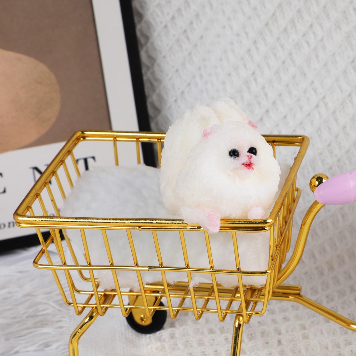 Mini Dog Taba Squishy Kit - Cute Pomeranian Squeeze Toy for Kids (White)