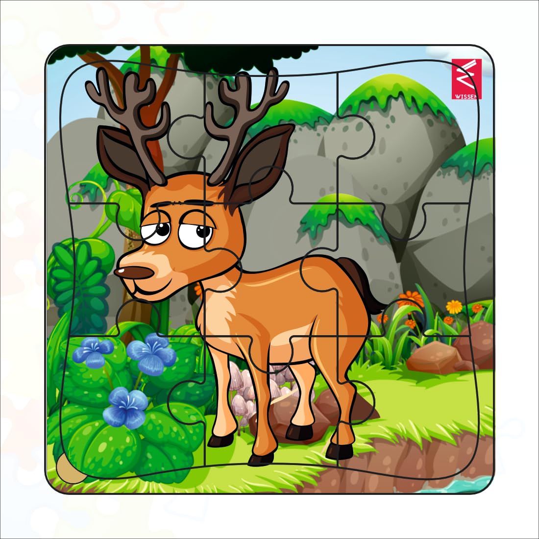WISSEN Wooden Deer Shape Jigsaw Puzzle 6 * 6 inch