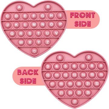 Petbsnvb Pink Heart Shaped Pop Bubble Valentines Fidget Toy With Letters And Numbers, Xmas Gift Sensory Toy With Alphabets Kids Birthday Party Classroom Prize Stress Reliever