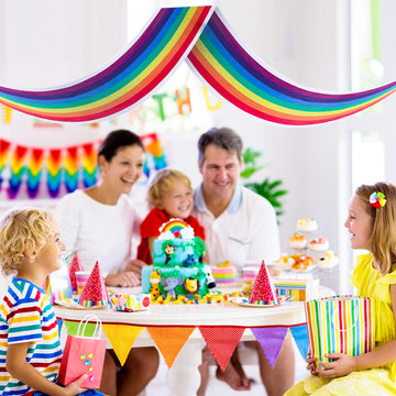 Blulu Rainbow Ceiling Decorations - 2 Pcs Rainbow Ceiling Garland Banner Hanging Bunting For Birthday Party, Classroom, Daycare & Nursery