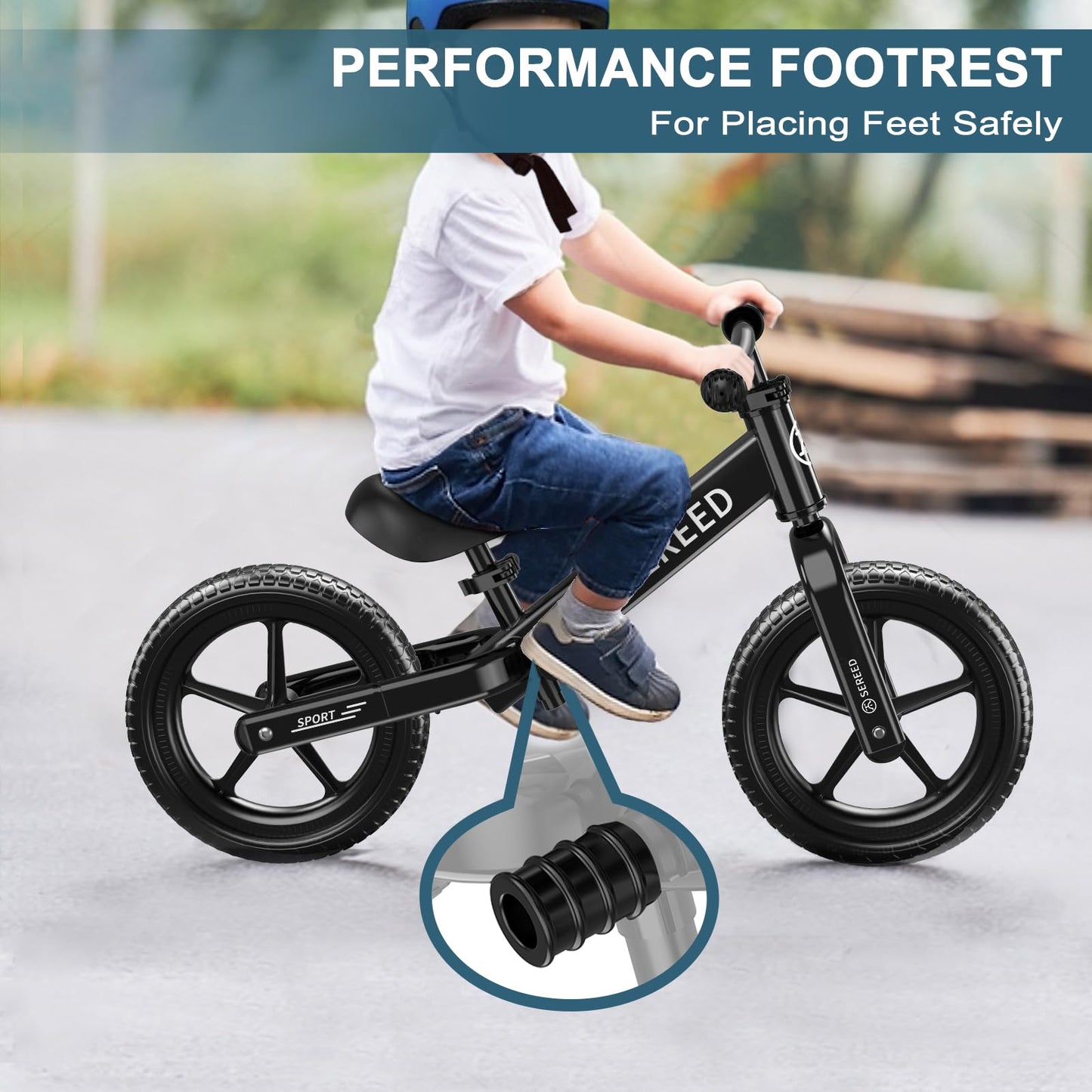 Sereed 12 Inch Toddler Balance Bike, No Pedal Bicycle For Kids 24 Months To 5 Years Old, Customize Plate (3 Sets Of Stickers Inc
