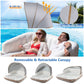 Tangkula Giant Inflatable Pool Float for Adults, UPF50+ Sunshade, Ergonomic Design, Large, White and Brown, Model 10725-NP