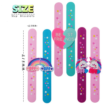 PAITUEND Friend Style Theme Slap Bracelets Party Favors-Cute Unicorn Rainbow Silicone Wristbands (6pack) for Boys & Girls Birthd