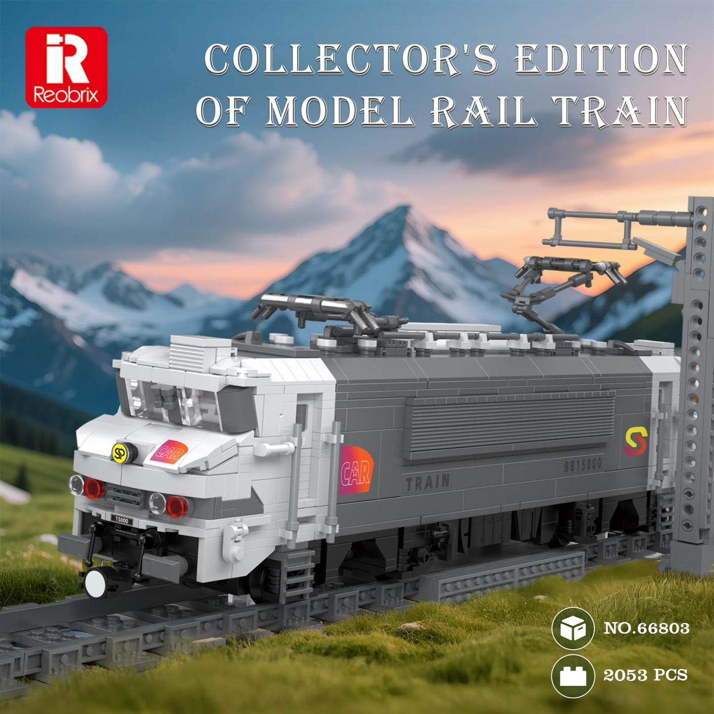 Reobrix BR15000 Train Building Block Set 66803  Collectible Electric Locomotive Display  Creative Model for Train Fans  Gift for mature-themeds Boys 14+(2053PCS)
