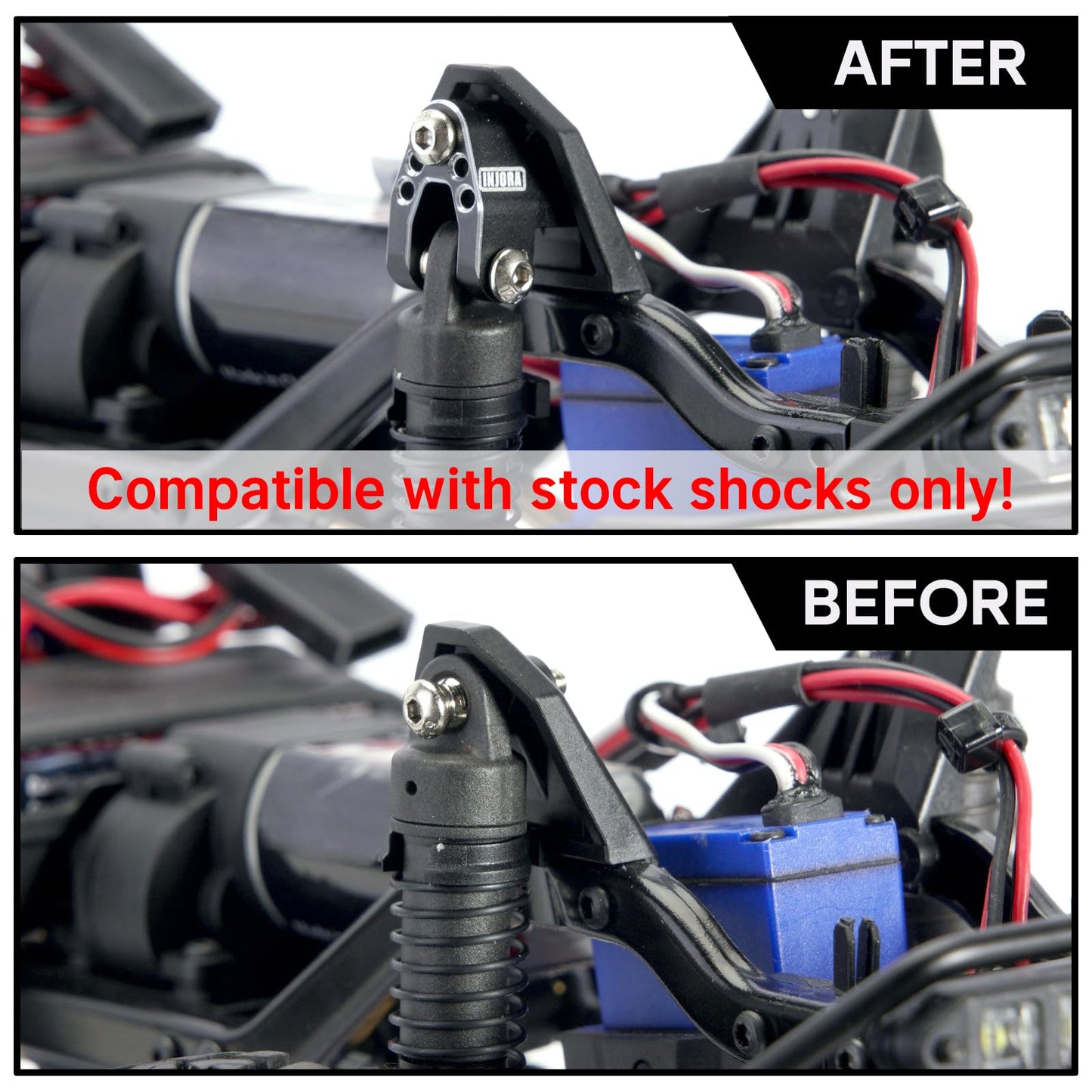 INJORA Shock Mounts Height Lift Kit for 1/18 TRX4M Defender Bronco Stock Shocks Upgrade,CNC Aluminum