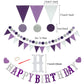 Recosis Birthday Party Decorations, Purple Party Decorations For Boy Girls Men Women Happy Birthday Banner, Curtains Paper Pompo