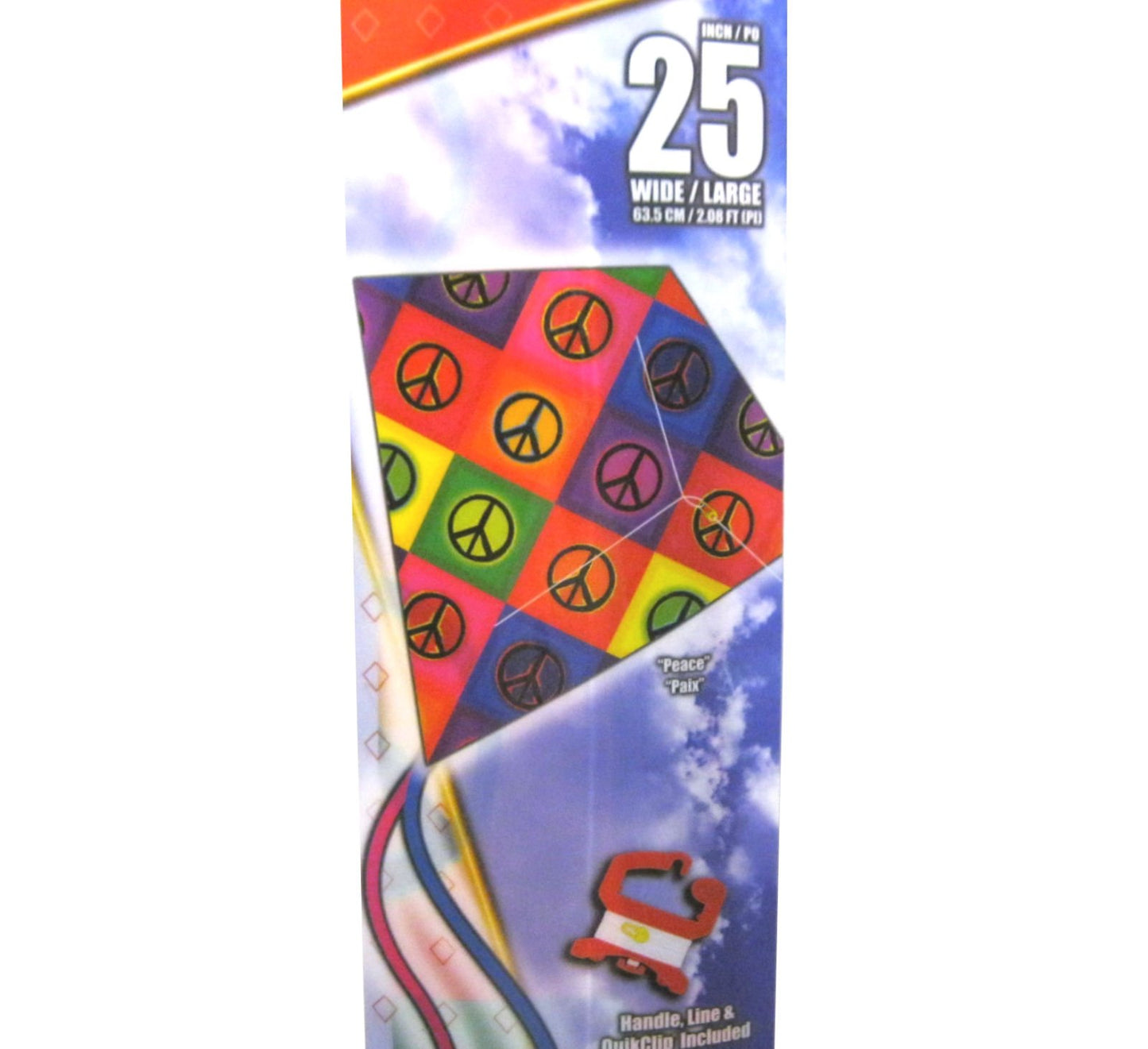 Brainstorm 25 Inch Peace Colormax Nylon Diamond Kite With Line & Winder/Handle