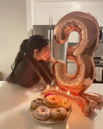 Rose Gold Number 3 Balloon 40 Inch, 3 Balloon Number, 3Rd Birthday Decorations, Rose Gold Party Supplies For Boys Girls