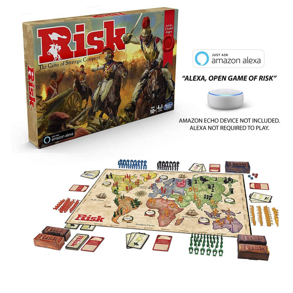Hasbro Gaming Risk Board Game with Dragon Token, Strategy Game for Ages 10+, Large Size, Multicolor, Model E9402
