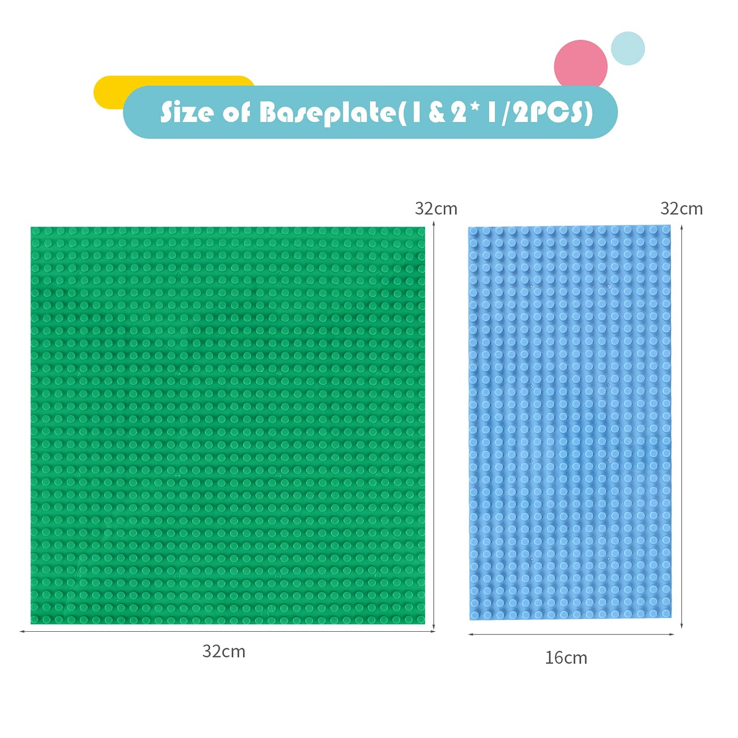 Base Plate Building Platforms For Building Bricks Compatible With Lego Classic, 10 ''X 10'' Single-Side And 10 ''X 5'' Double-Si
