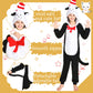 Wizland The Cat In The Hat Costume Onesie Kids Dr Seuss,One Piece Plush Animal Jumpsuit, Halloween Christmas Cosplay Costumes Boys&Girls Sleepwear, Detachable Tail And Hat 10-12