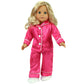 Sophia'S 3 Piece Classic Satin Pajamas With Piping And Buttons Includes Shirt, Pants, And White Faux Fur Slippers For 18 Inch Dolls, Hot Pink