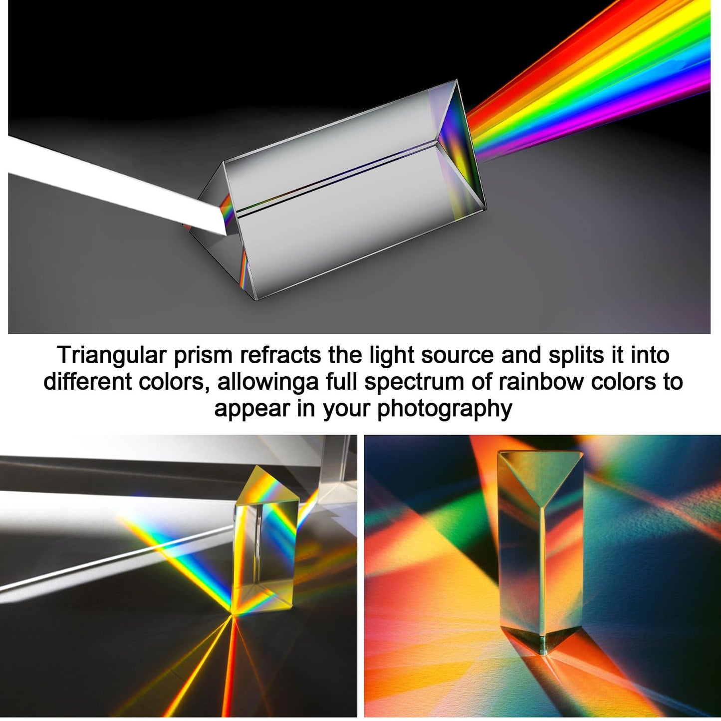 Kanayu 12 Pack Clear Triangular Prism Optical Glass Triple Prism For Photography Effects Physics Teaching Light Spectrum Optics(