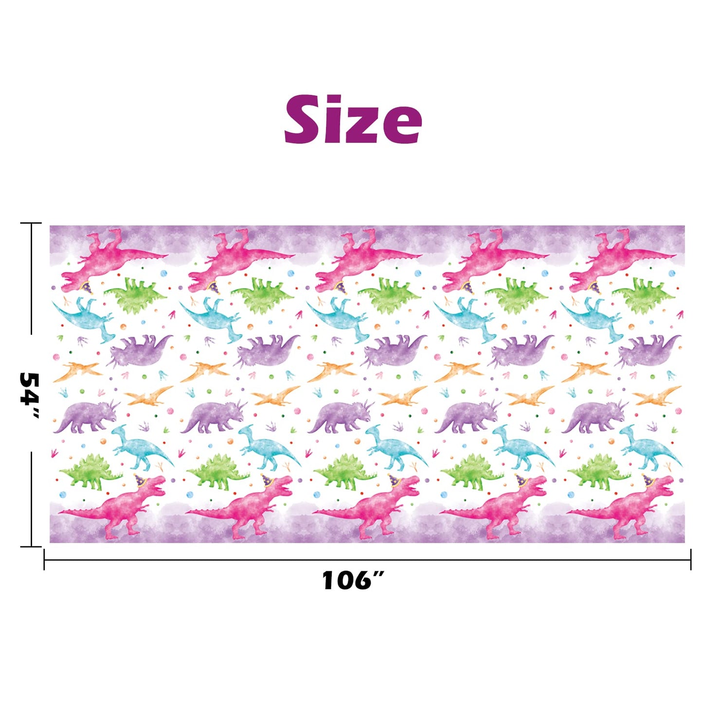 WERNNSAI Watercolor Dinosaur Tablecloth - 1 Pack 54 x 108 Dinosaur Party Supplies for Kids Girls Dino Theme Birthday Party D