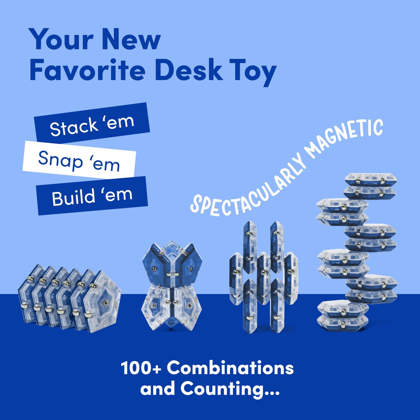 Speks Geode Magnetic Fidget Toy | Sensory Desk Toy for mature-themeds & Teens 14+ | Stress Relief Gift | Sphere  Cobalt