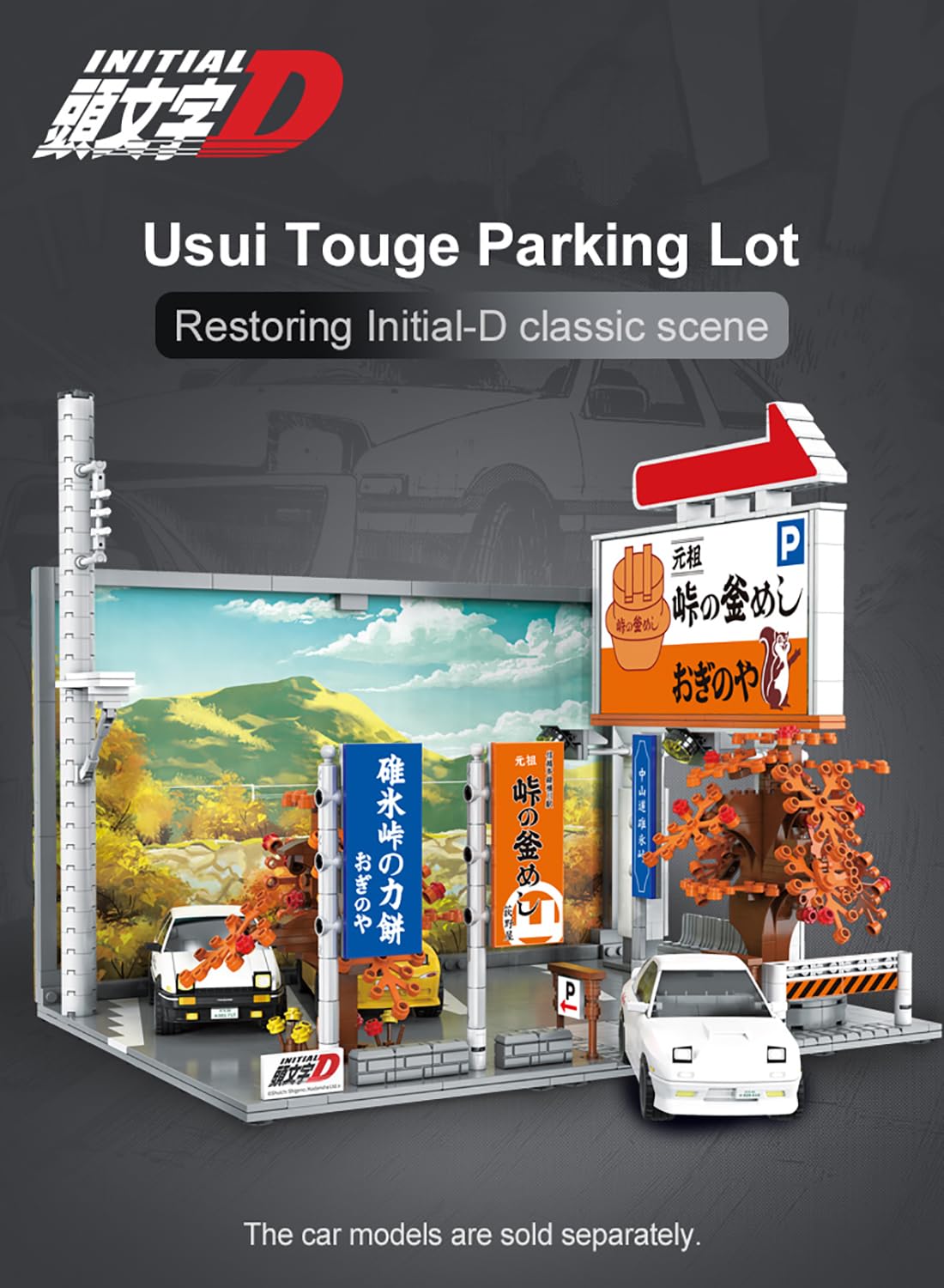 dOMOb Initial-D Usui Touge Parking Lot Japan Building Blocks Kit - Bricks Toys for 8+ Age Kids & mature-themeds - Construction Toy with LED Lights - 909 Pieces or Blocks Set - for Boys  Hobbyist  Collector