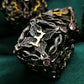 Haomeja Hollow Magic Vine Leaf Dnd Dice Set Metal Dice Set 7 Role Playing Dice D&D Dungeons And Dragons Dice (Black + Purple Gem