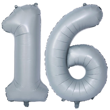 40 In Matte Gray Number Balloons Helium Foil Mylar Balloon Birthday Party Banquet Decoration 16
