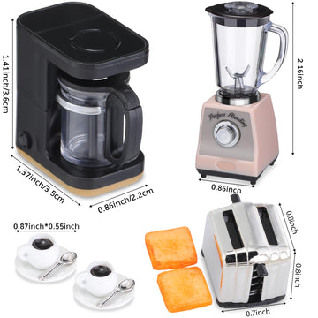Hollowfly 5 Pcs Miniature Dollhouse Kitchen Accessories 1: 12 Scale Dollhouse Accessories Include Mini Coffee Maker Blender Toy