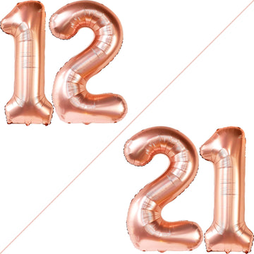 Huge, Rose Gold 12 Balloon Number - 40 Inch, Number 12 Balloons For Birthdays | 12 Birthday Balloon, 12Th Birthday Decorations For Girls | 12 Birthday Decorations For A Girl, 12 Year Old Balloons Girl