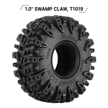 INJORA 1.0 Tires - S5 Swamp Claw Mud Terrain Tires for TRX4M AX24 Axial SCX24 FCX24 1/18 1/24 RC Crawler Car,64 * 24mm,T1019
