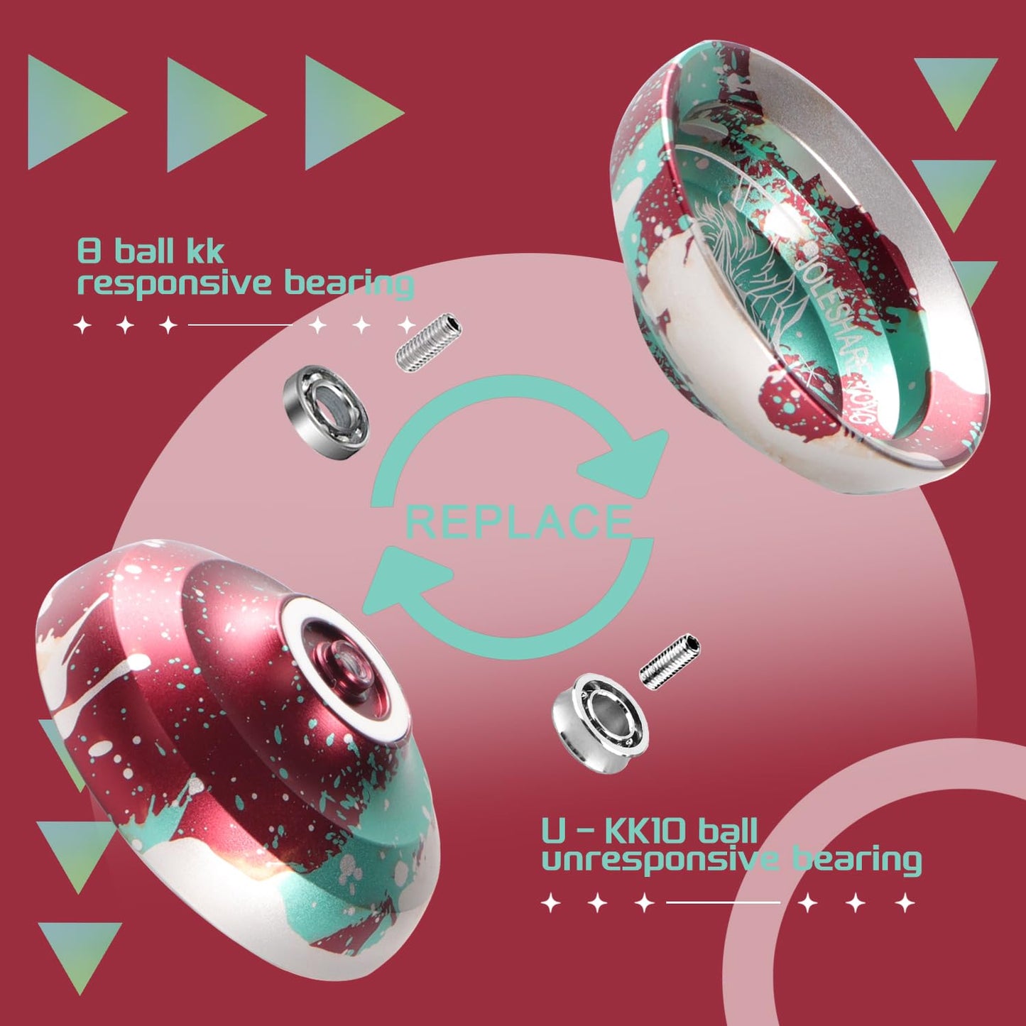 Joleshare Professional Unresponsive Yoyo T3 For Pros And Responsive Yoyos For Kids Beginners - Replaceable Responsive Bearings,