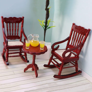 Miniature Dollhouse End Table 1:12 Scale Wooden Furniture Round Side Tea Table Model For Dollhouse Living Room Scene Decoration Gift (Brown)