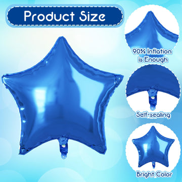 16Th Birthday Balloon For Boys, 40 Inch Royal Dark Navy Blue Number 16 Mylar Balloon, Silver Sky Light Blue Self Inflating Star