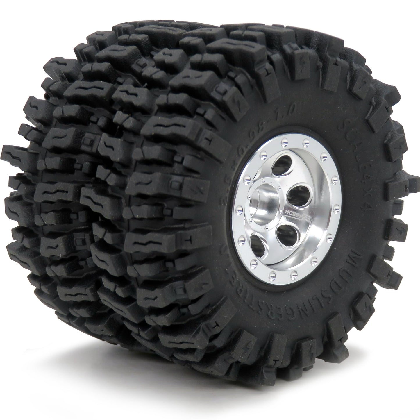 Hobbysoul 64Mm Mud Slingers 1.0 Tires & Heavy Adjustable Offset 1.0 Beadlock Wheels Rims, Negative Offsets 1.0 Wheels And Tires