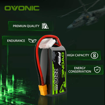 OVONIC 4s Lipo Battery 35C 2200mAh 14.8V Lipo Battery with XT60 Connector for Airplane RC Quadcopter Helicopter FPV Drone