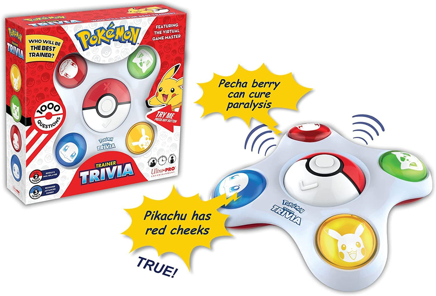 Ultra Pro Pokemon Trainer Trivia Toy - Virtual Game Master, 2 Modes, Multi-Player, Plastic, Model 10285, Travel Board Game