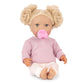 Lullababy - 14-Inch Realistic Baby Doll - Wavy Light-Blonde Hair, Blue Eyes & Soft Body - Pink Sweater Outfit, Hair Elastics & P