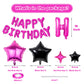 Happy Birthday Balloons Banner, Hot Pink Black Happy Birthday Foil Balloons 16 Inch Mylar Foil Letter Balloons With 8 Pcs Hot Pi