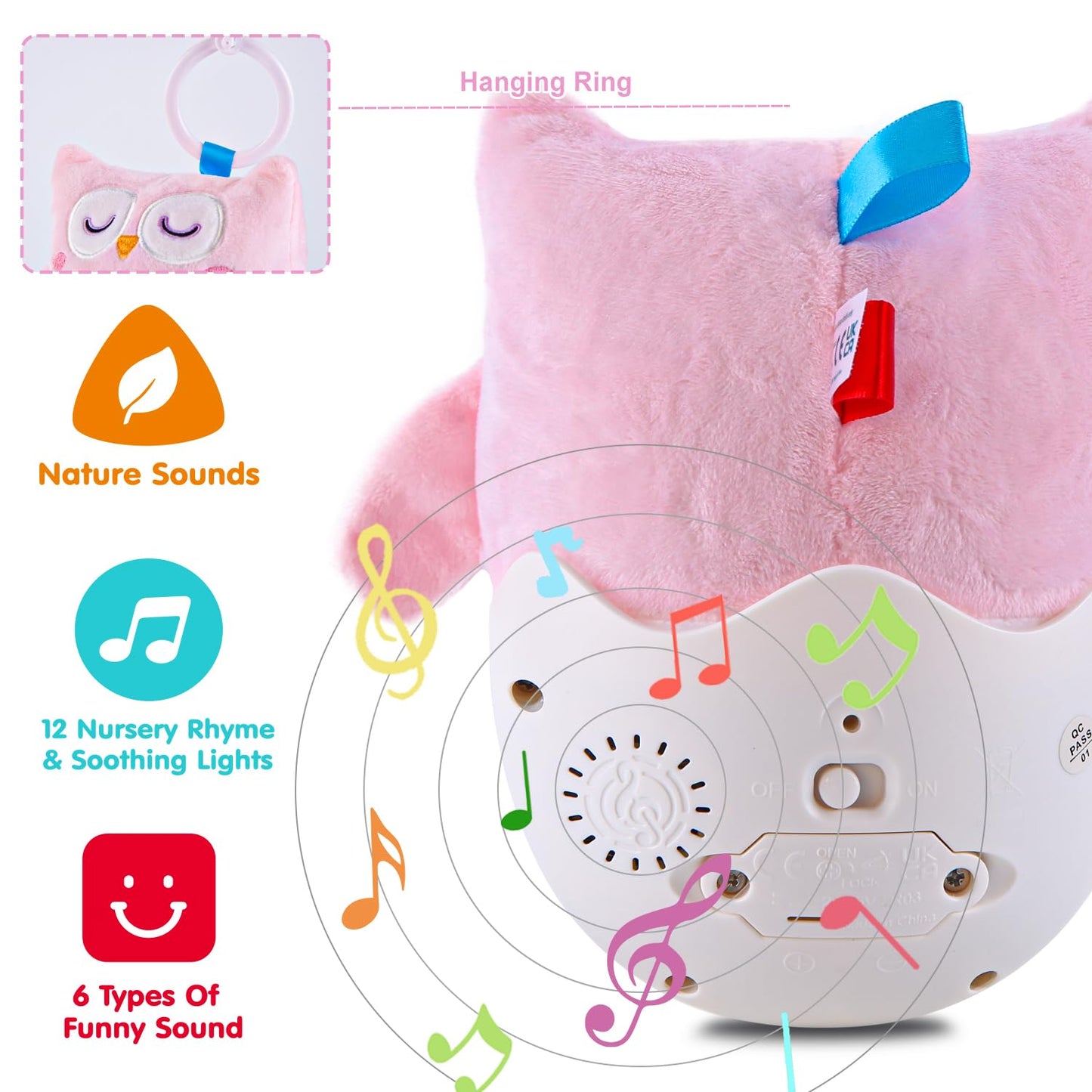 Wowohage Baby Toys 0-6-12 Months, Plush Owl Musical Toys, Cute Stuffed Animal Infant Toys With Light & Sounds, Roly-Poly Sensory
