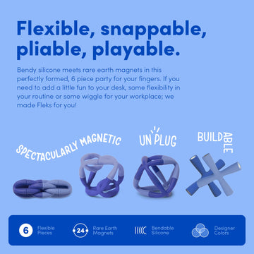 Speks Fleks Silicone - Fun Desk Toy For Adults & Teens 14+ | Sensory Gadget, Christmas Gift, Holiday Stocking Stuffer, Stress Relief Present, Office Desk Toy | 6-Piece Set, Bluegrass
