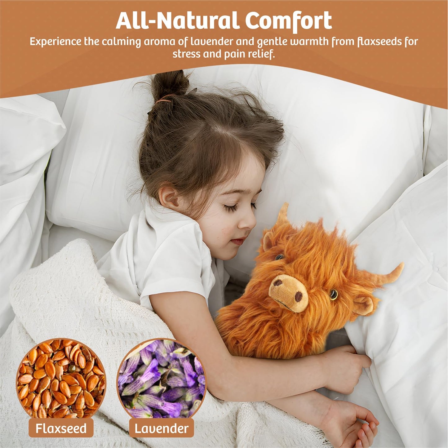 Marysun Microwaveable Highland Cow Stuffed Animal Toy - Brown Stuffed Animal Gift For Girls And Kids