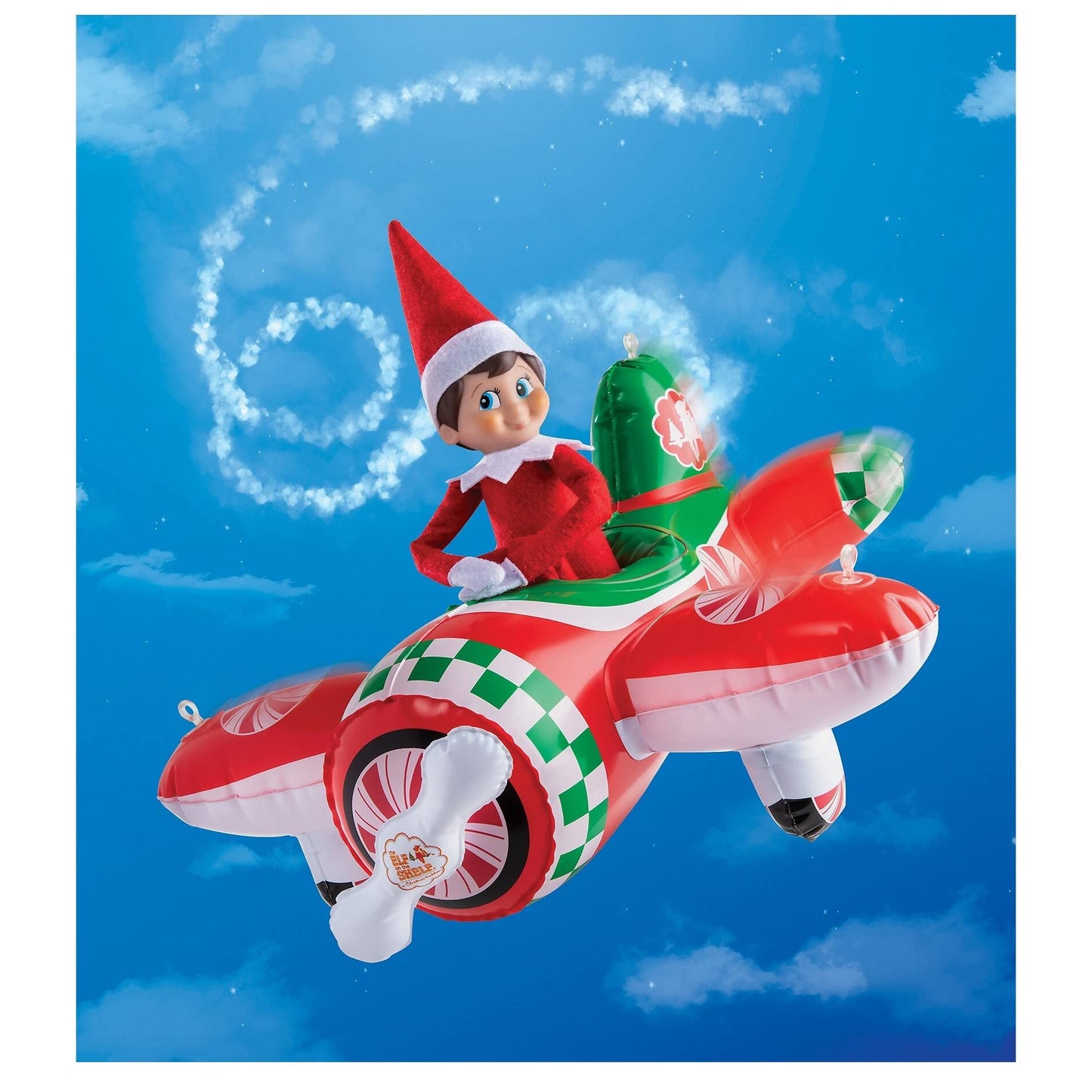 The Elf on the Shelf Peppermint Plane Ride - Inflatable Plane for Scout Elves - Multicolor - Model SEAPPLANE - Official Holiday Decor