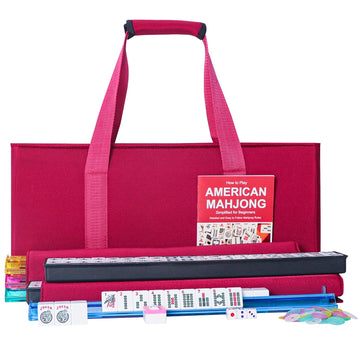 Zgme American Mahjong Set,166 White Tiles With Black Rectangular Bag And Accessories,4 All-In-One Mahjong Racks With Pushers,Com