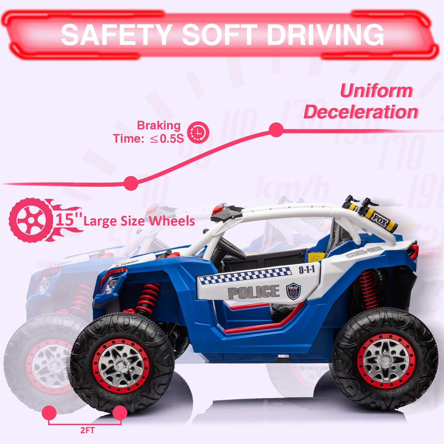 Two Seater 24V Kids Ride On Utv Car, Hetoy 4Wd 300W Motors Powerful Electric Vehicle W/Remote Control, 4 Shock Absorbers, Leathe