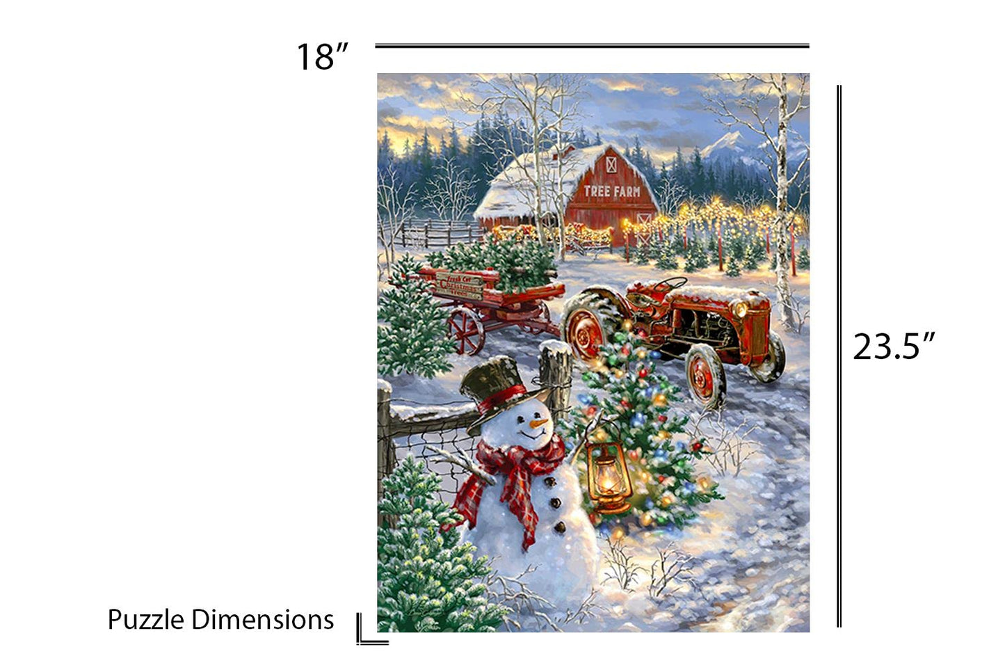 Springbok 500 Piece Jigsaw Puzzle - Christmas Tree Farm, Engineered Wood, Multi Color, Model 34-01562, Made in USA