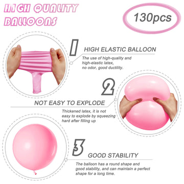 130Pcs Pastel Pink Balloons Different Sizes 18'' 12'' 10'' 5'' Balloon Garland Arch Kit Perfect For Birthday Party, Graduation,